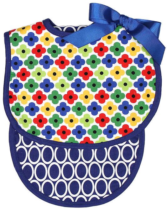 R22105 Navy Floral Bib & Burp Gift Set