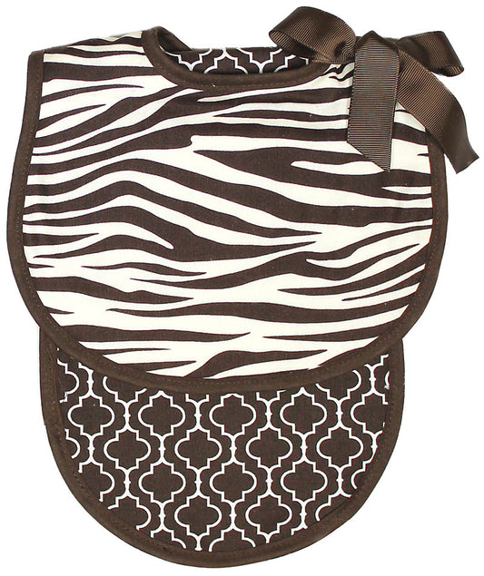 #22155 Brown Zebra Bib & Burp Gift Set