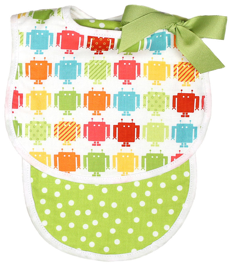 R22255 Green Robot Bib & Burp Gift Set