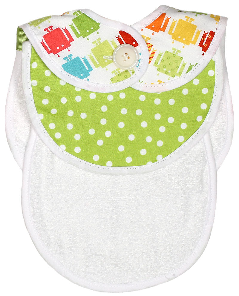 #22255 Green Robot Bib & Burp Gift Set