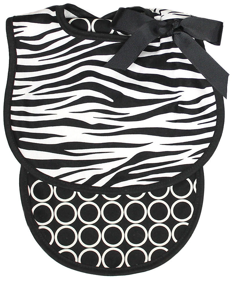 #22455 Black Zebra Bib & Burp Gift Set