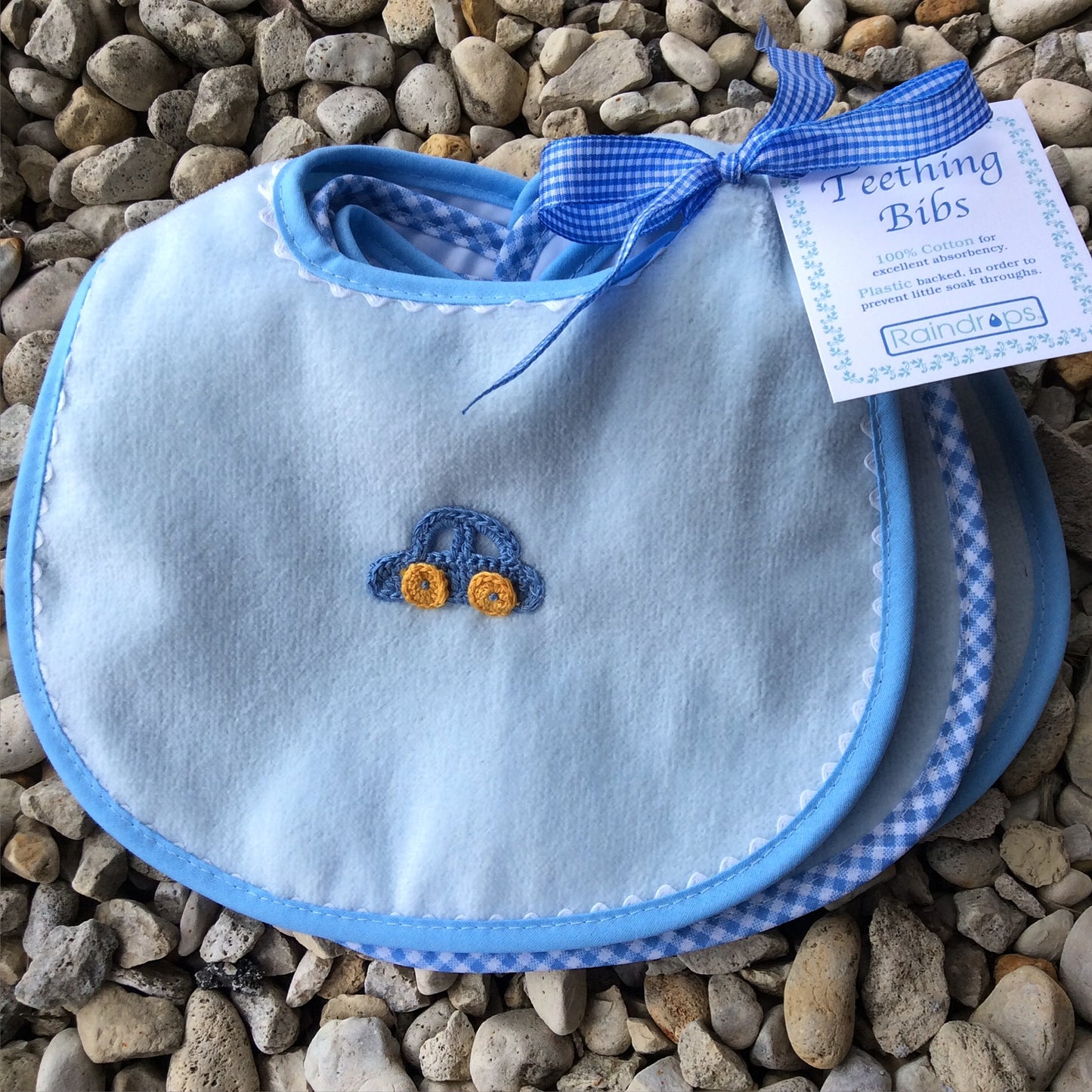 R26359B Solid Blue Teething Bib Set