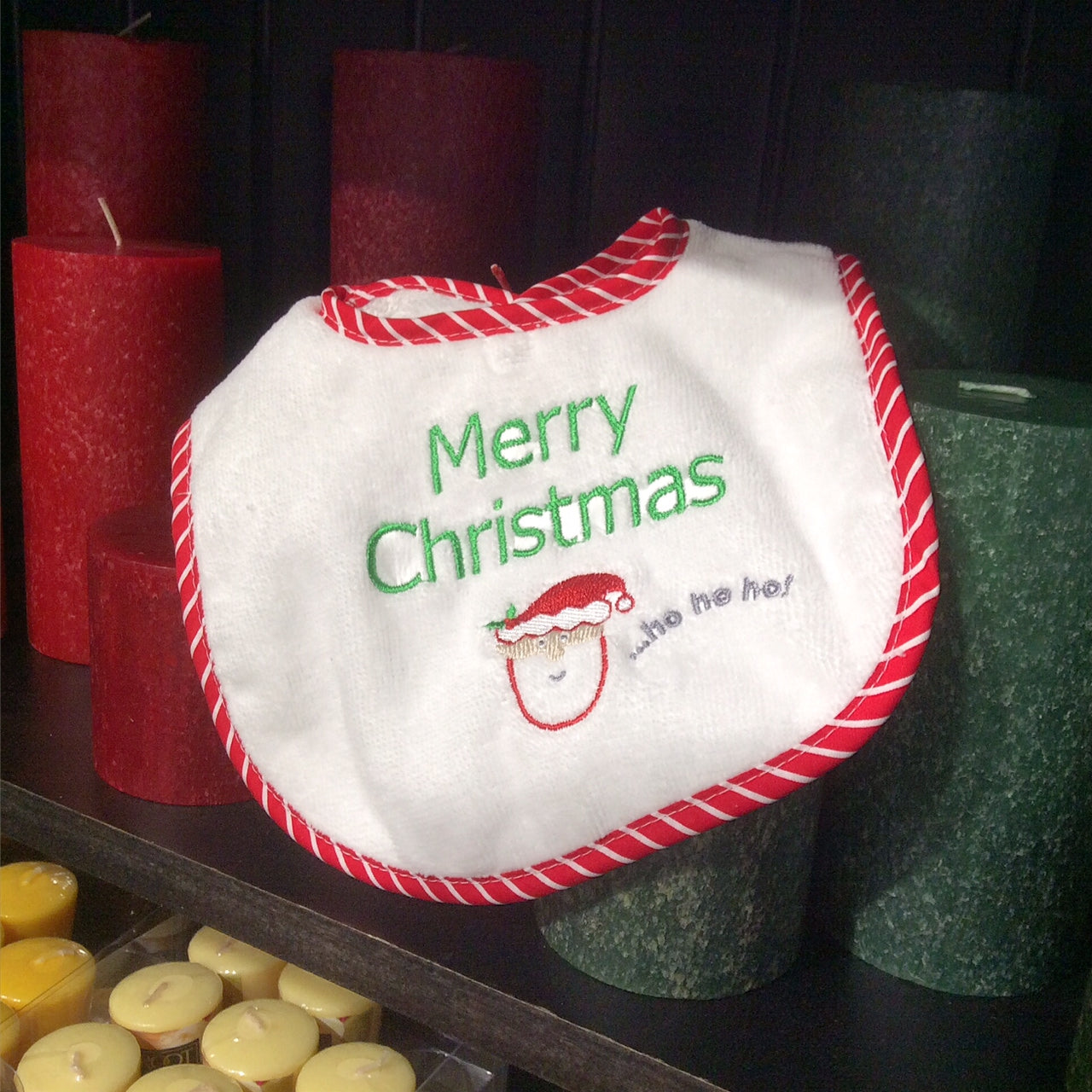 #6025X "Merry Christmas" Embroidered Bib