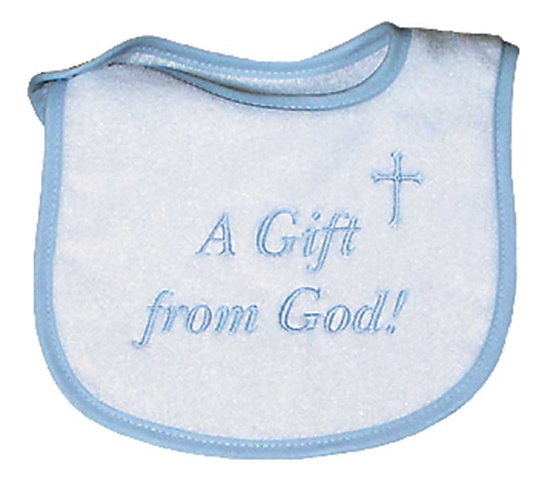 R6035B "A Gift from God" Blue Embroidered Bib