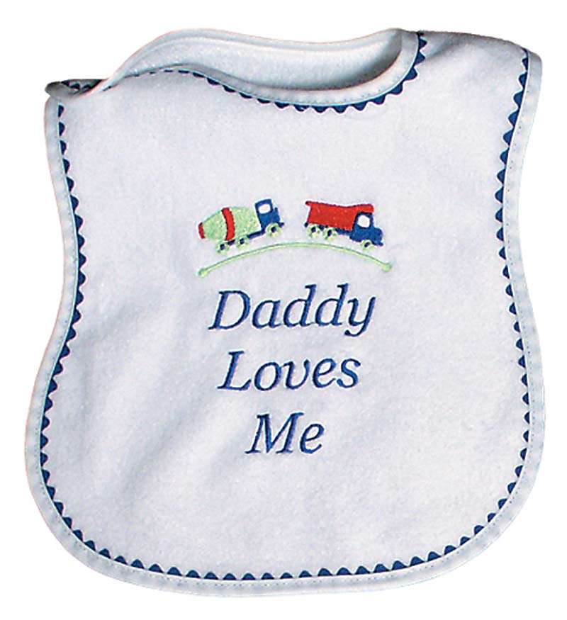 #6060 "Mommy, Daddy Loves Me" Embroidered Boy Bib