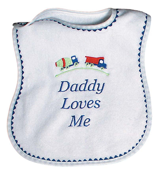 R6060D "Daddy Loves Me" Embroidered Royal Boy Bib