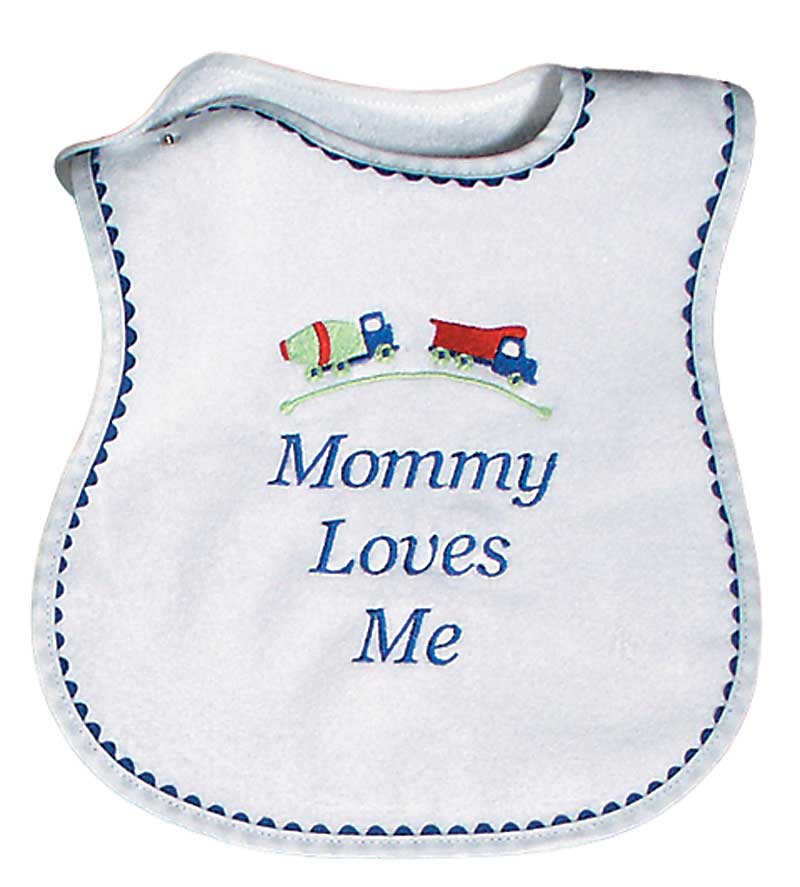 #6060 "Mommy, Daddy Loves Me" Embroidered Boy Bib