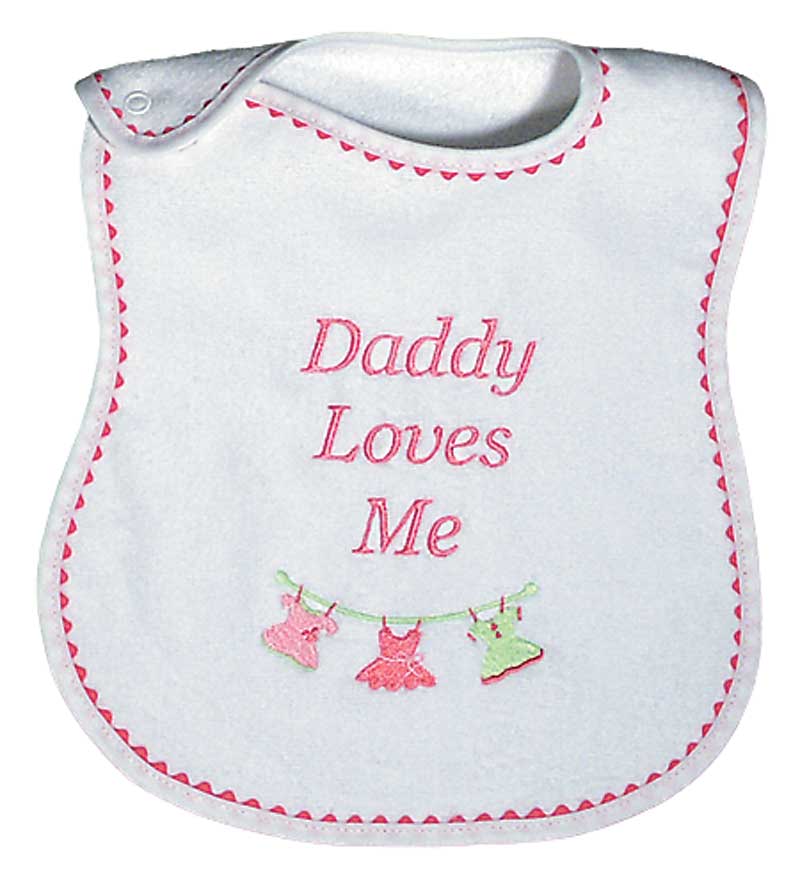 #6061 "Daddy, Mommy Loves Me" Embroidered Girl Bib