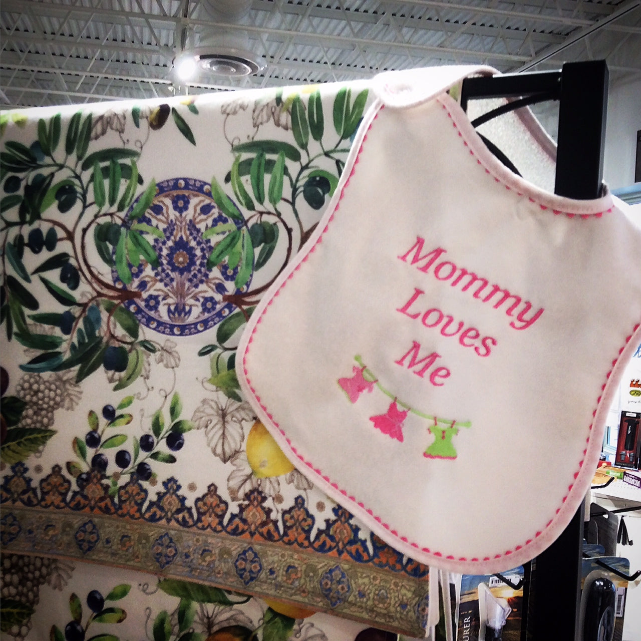 R6061M "Mommy Loves Me" Embroidered Strawberry Girl Bib