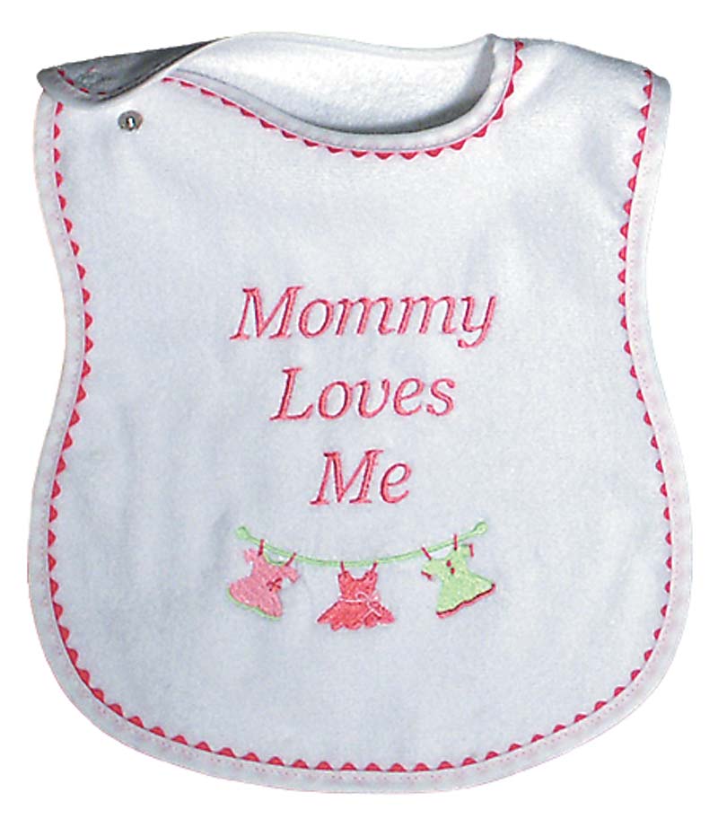 #6061 "Daddy, Mommy Loves Me" Embroidered Girl Bib