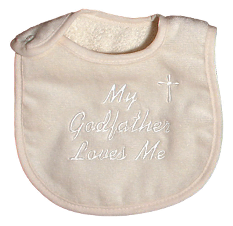 R6110F "My Godfather Loves Me" Ivory Bib