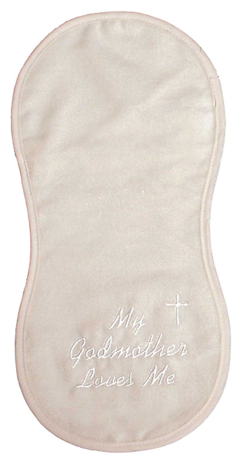 R6116M "My Godmother Loves Me" Ivory Burp Cloth