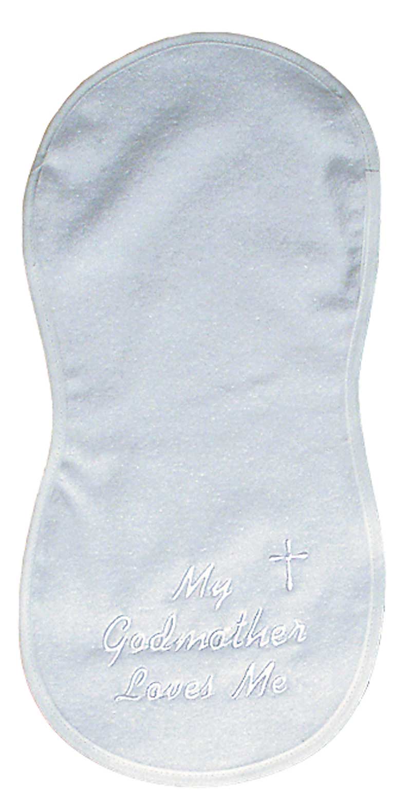 R6146M "My Godmother Loves Me" White Burp Cloth