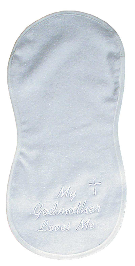 R6146M "My Godmother Loves Me" White Burp Cloth