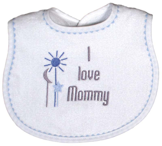 R6224M "I Love Mommy" Embroidered Blue Bib