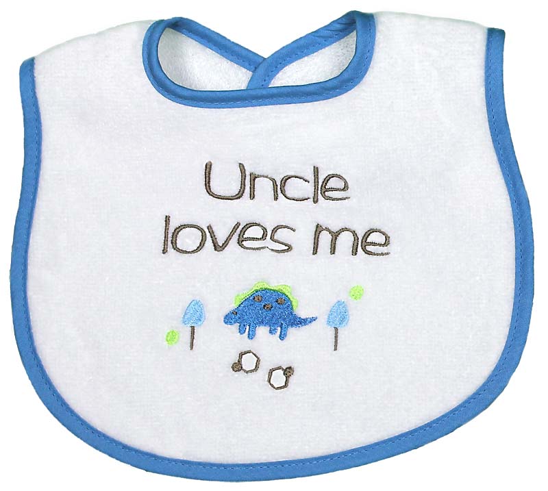 #6314 "Uncle, Auntie Loves Me" Embroidered Boy Bib