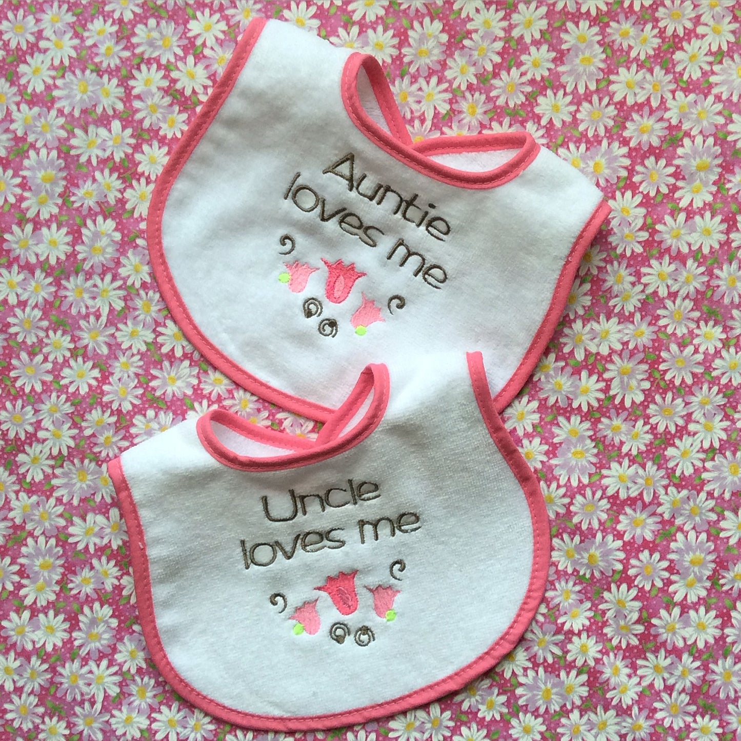 R6315U "Uncle Loves Me" Embroidered Strawberry Bib