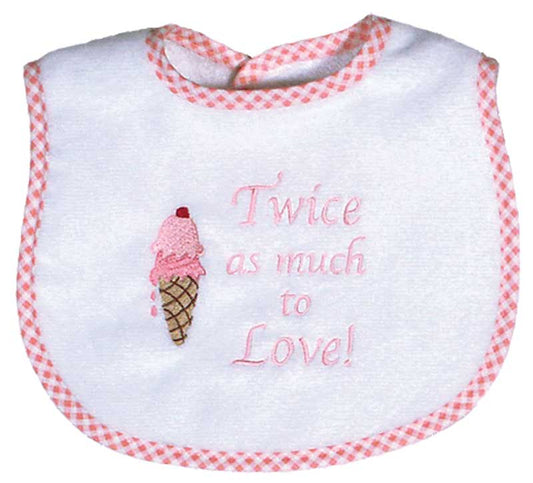 R6326P "Twice as Much to Love" Embroidered Pink Bib