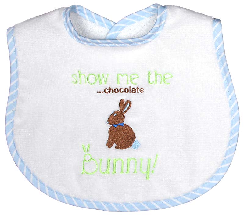 #6331E "Show Me the Chocolate Bunny" Embroidered Bib