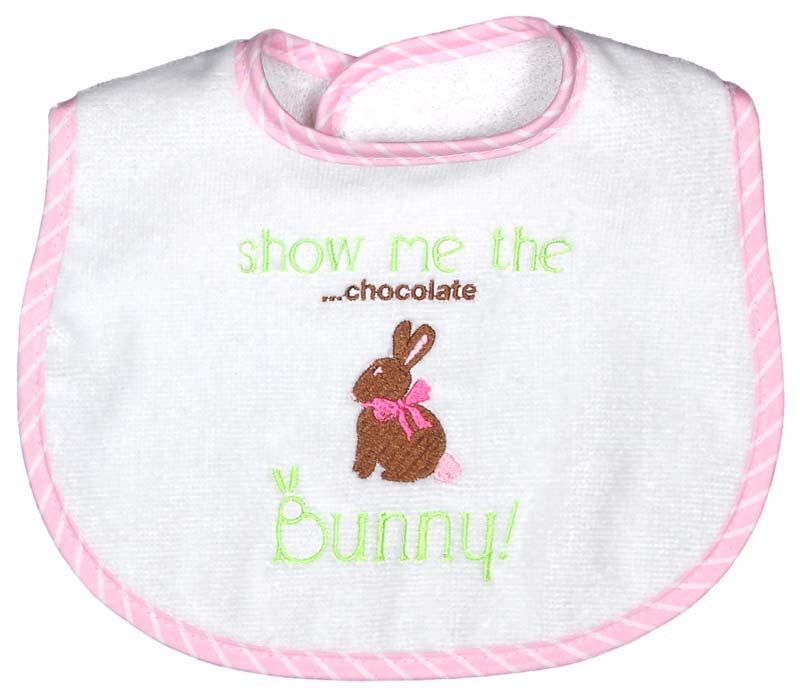 #6331E "Show Me the Chocolate Bunny" Embroidered Bib