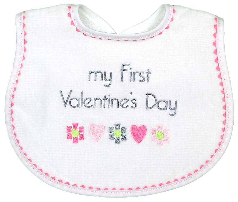 #6414E "Be My Valentine, My First Valentine's Day" Embroidered Bib