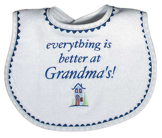 R6439R "Everything is Better at Grandma's" Embroidered Royal Bib