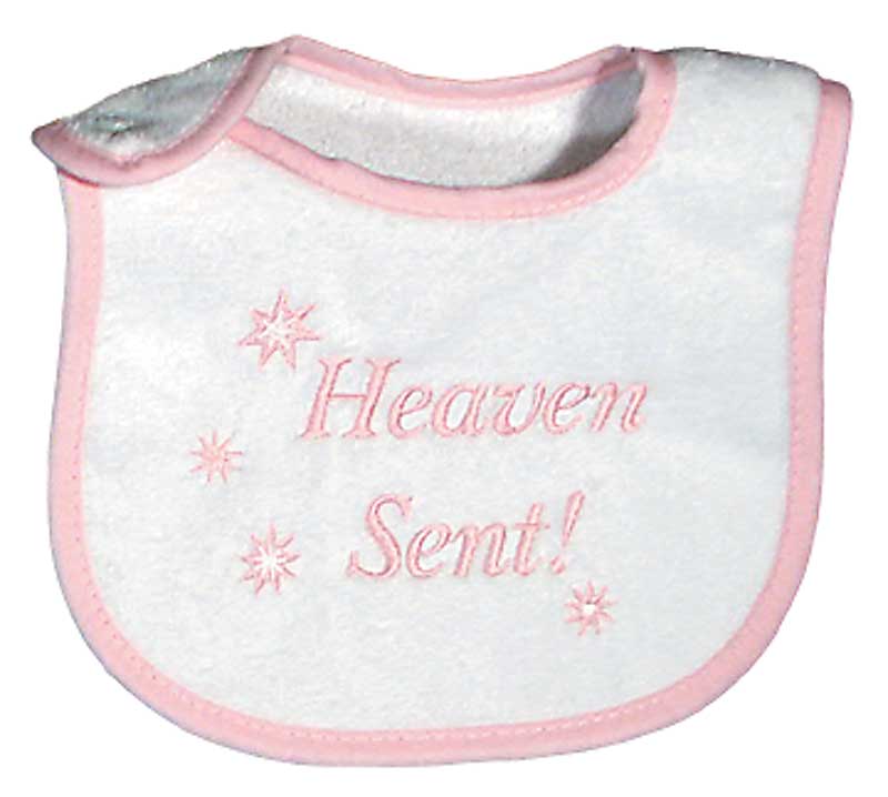 R6470P "Heaven Sent" Pink Embroidered Bib