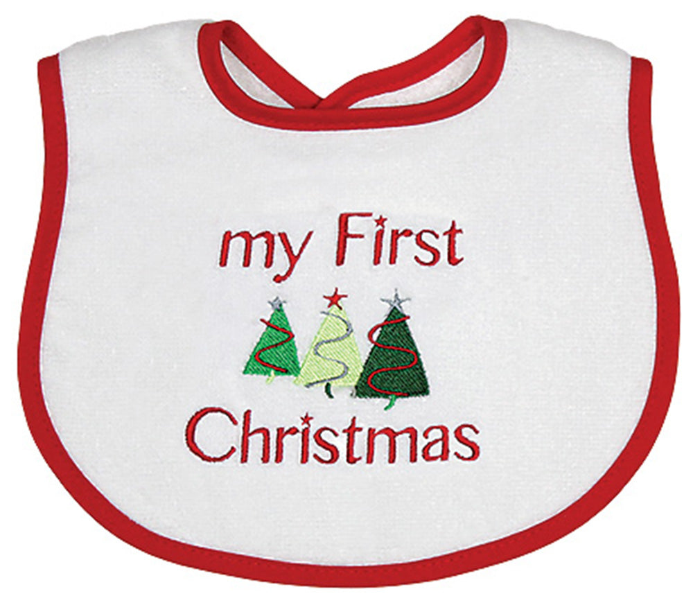 #6518X "My First Christmas" Embroidered Bib