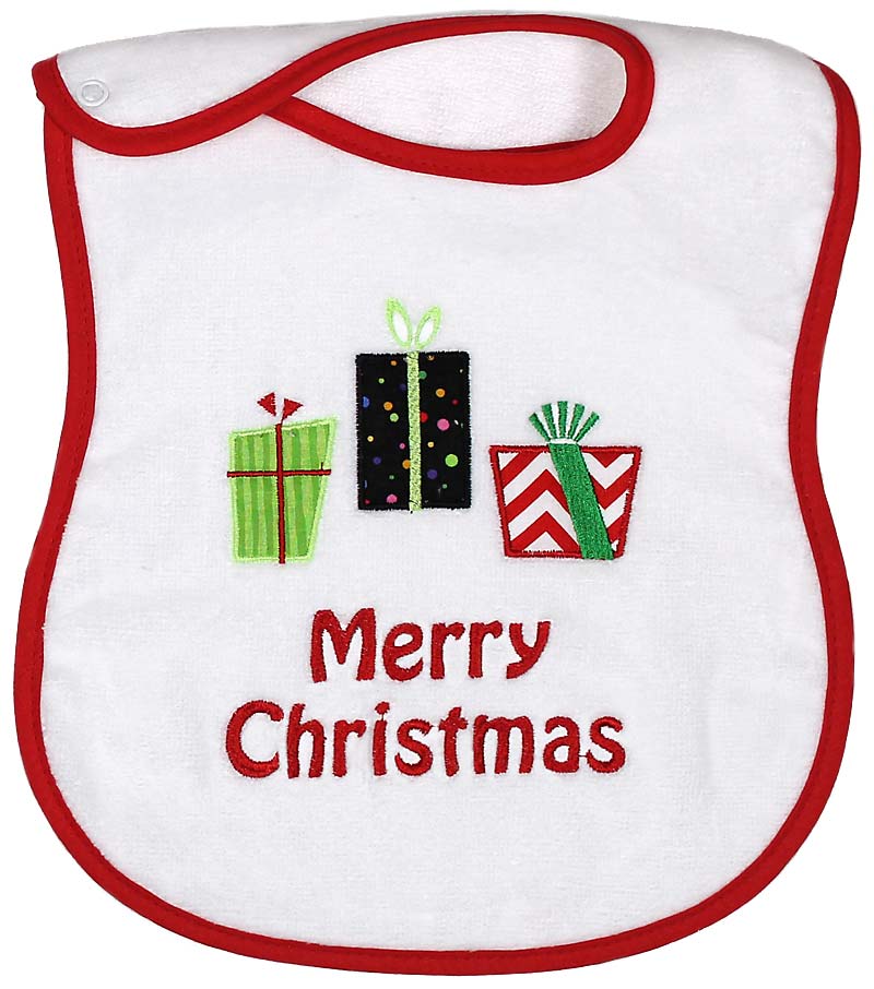 #6543X "Merry Christmas, Christmas Cutie" Appliqued and Embroidered Bib