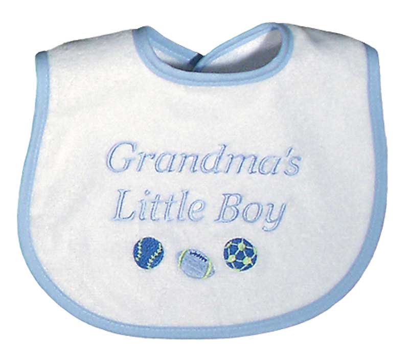 R6631B "Grandma's Little Boy" Embroidered Blue Bib