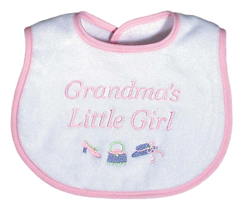 R6631P "Grandma's Little Girl" Embroidered Pink Bib