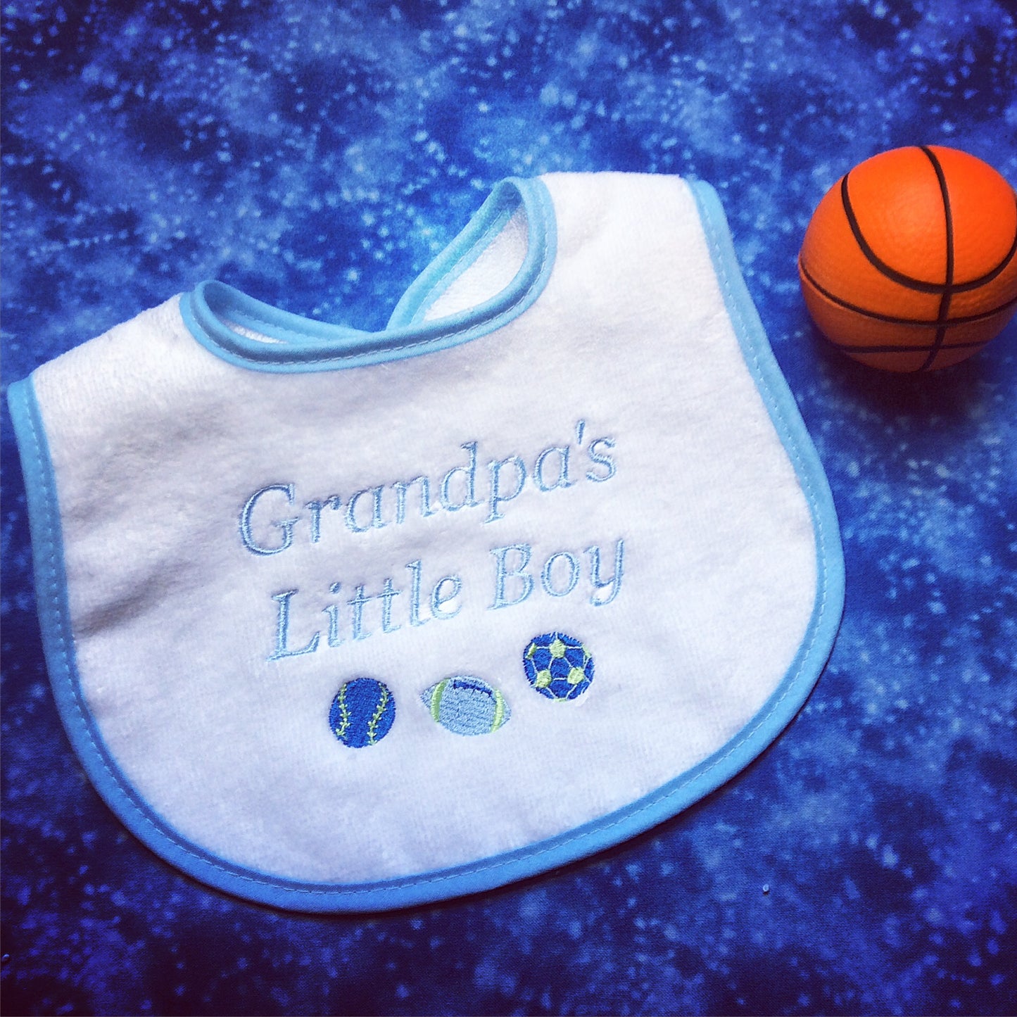 R6632B "Grandpa's Little Boy" Embroidered Blue Bib