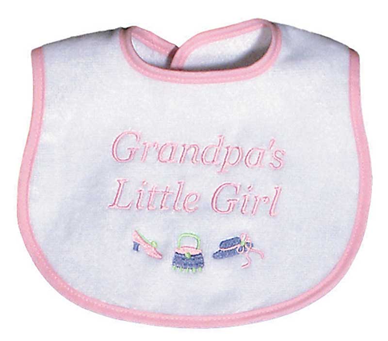 R6632P "Grandpa's Little Girl" Embroidered Pink Bib