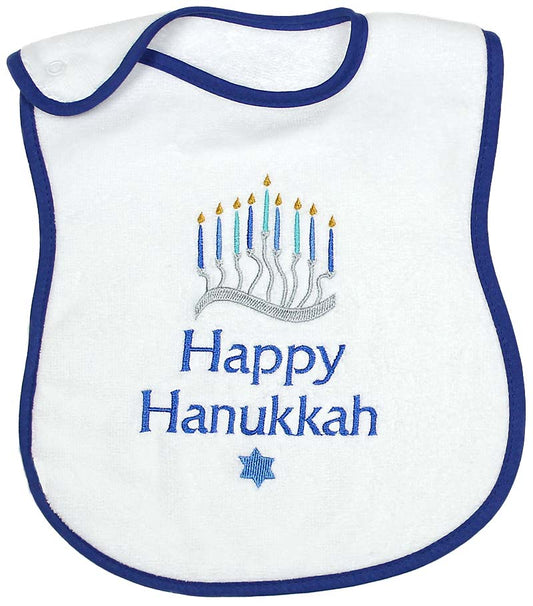 #6644X "Happy Hanukkah" Embroidered Boy Bib