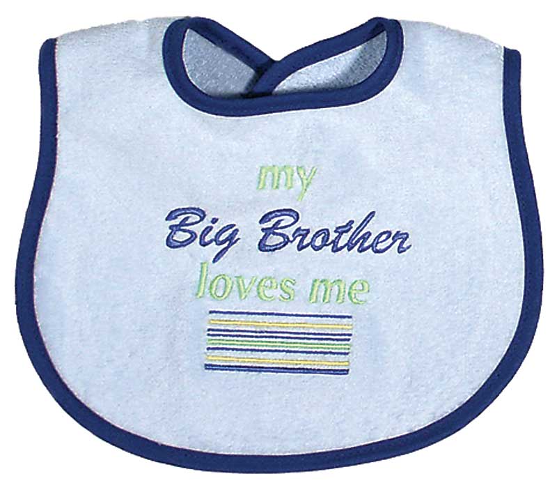 #6714 "My Big Brother, Sister Loves Me" Embroidered Boy Bib