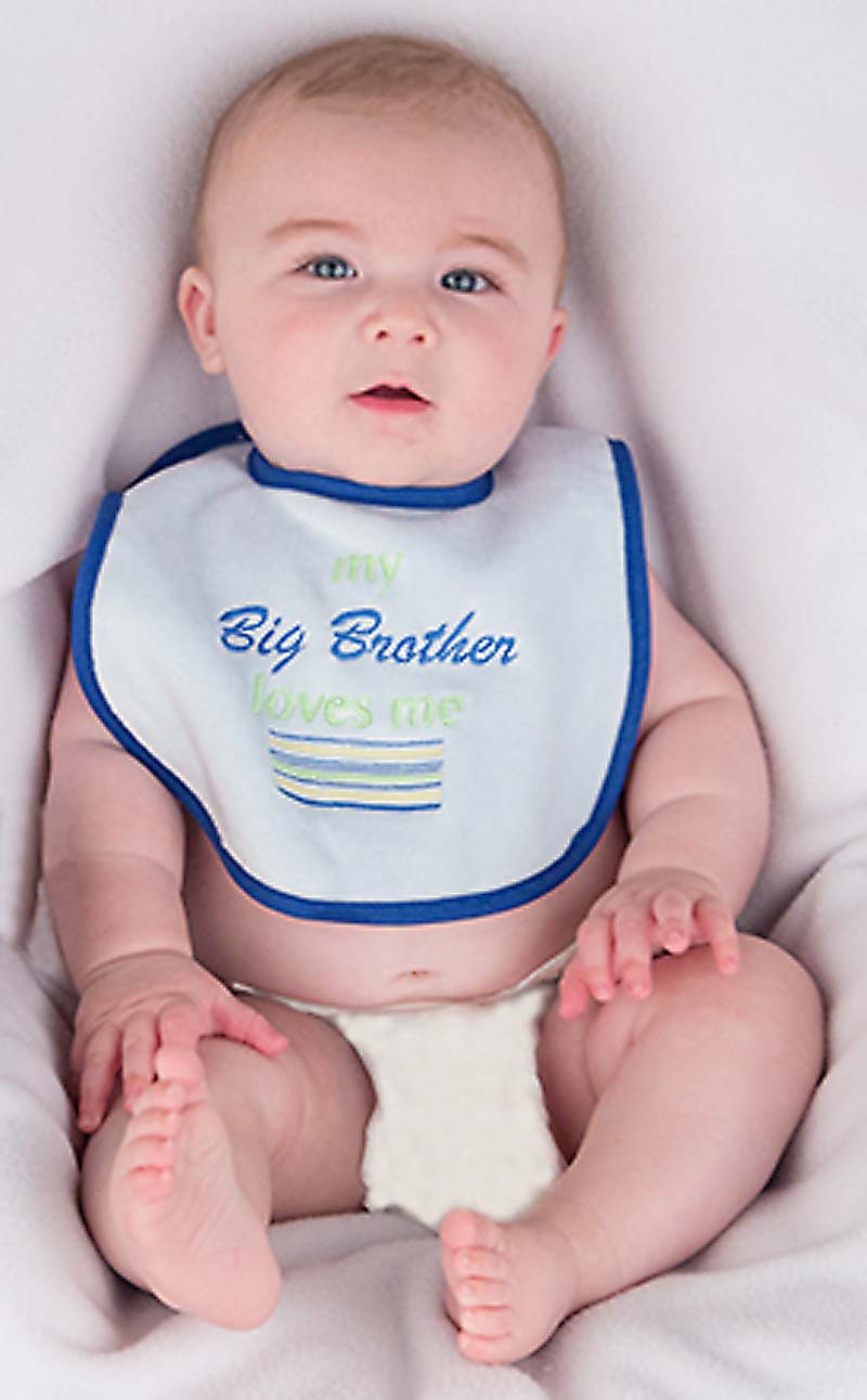 #6714 "My Big Brother, Sister Loves Me" Embroidered Boy Bib