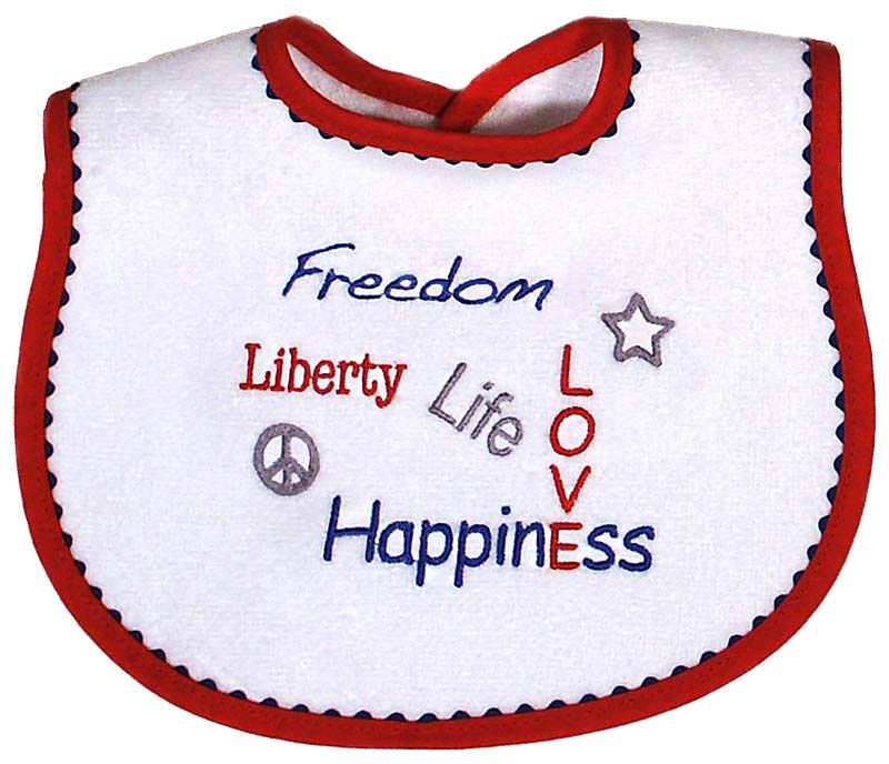 #6741E "Made in the USA, Freedom, Liberty, etc." Embroidered Bib