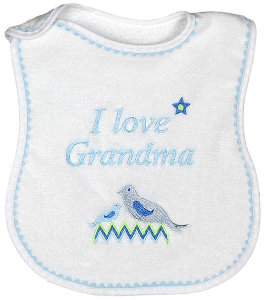 #6750 "I Love Grandma, Grandpa" Embroidered Boy Bib