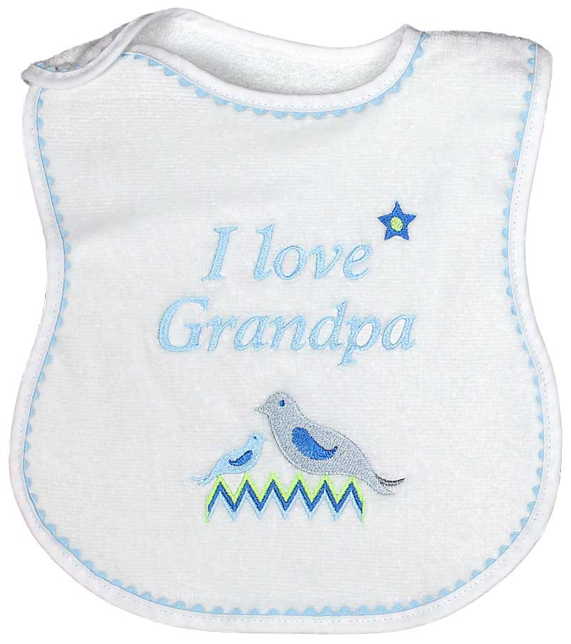 #6750 "I Love Grandma, Grandpa" Embroidered Boy Bib