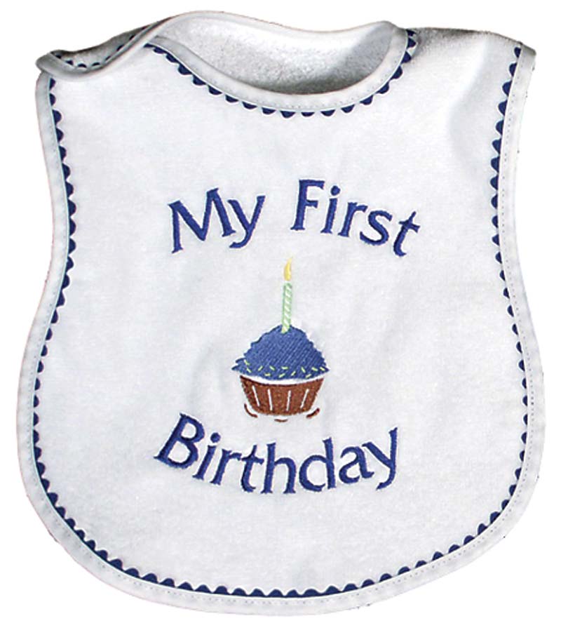 #6809 "My First Birthday" Embroidered Bib