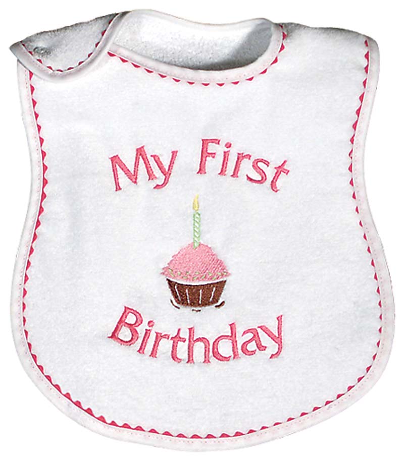 #6809 "My First Birthday" Embroidered Bib