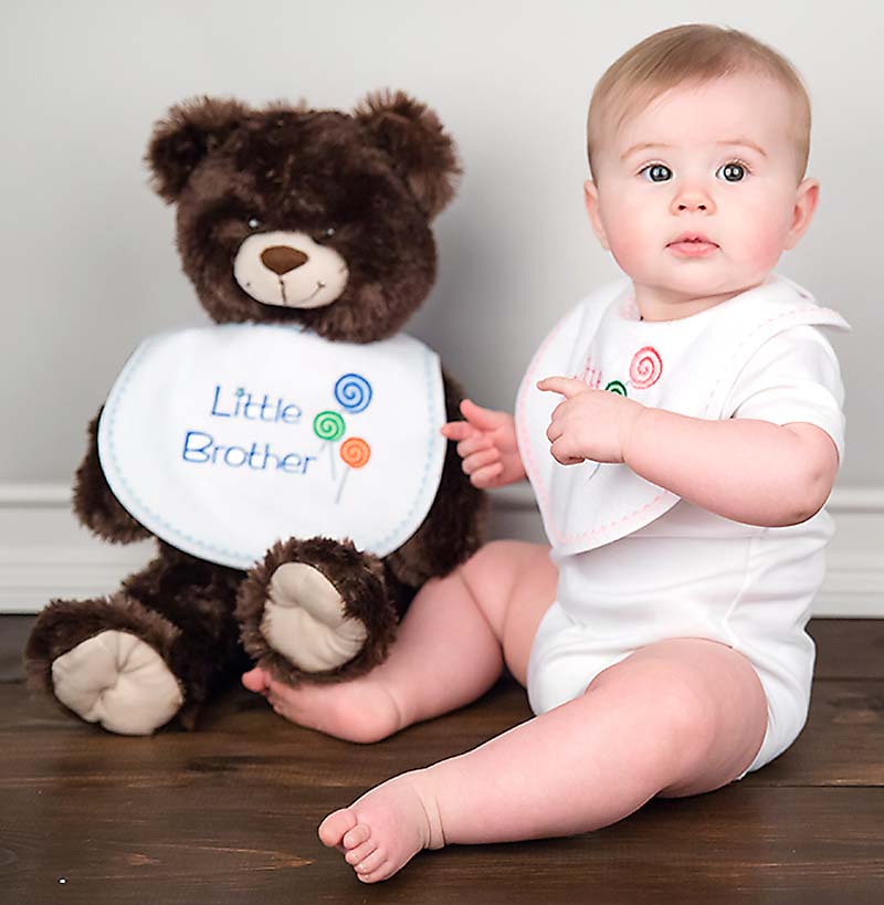 R6939S "Little Sister" Embroidered Strawberry Bib