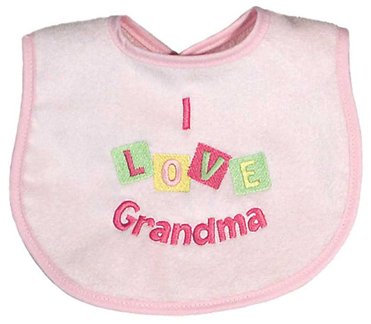 R6953P "I Love Grandma" Embroidered Pink Bib