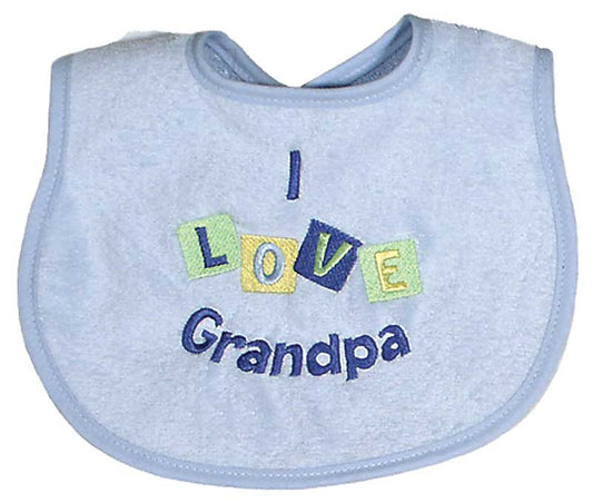 R6956B "I Love Grandpa" Embroidered Blue Bib