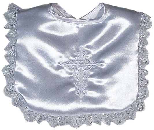 #7200  White Satin Embroidered Cross Bib