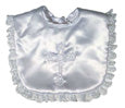 #7300  White Satin Embroidered Cross Bib