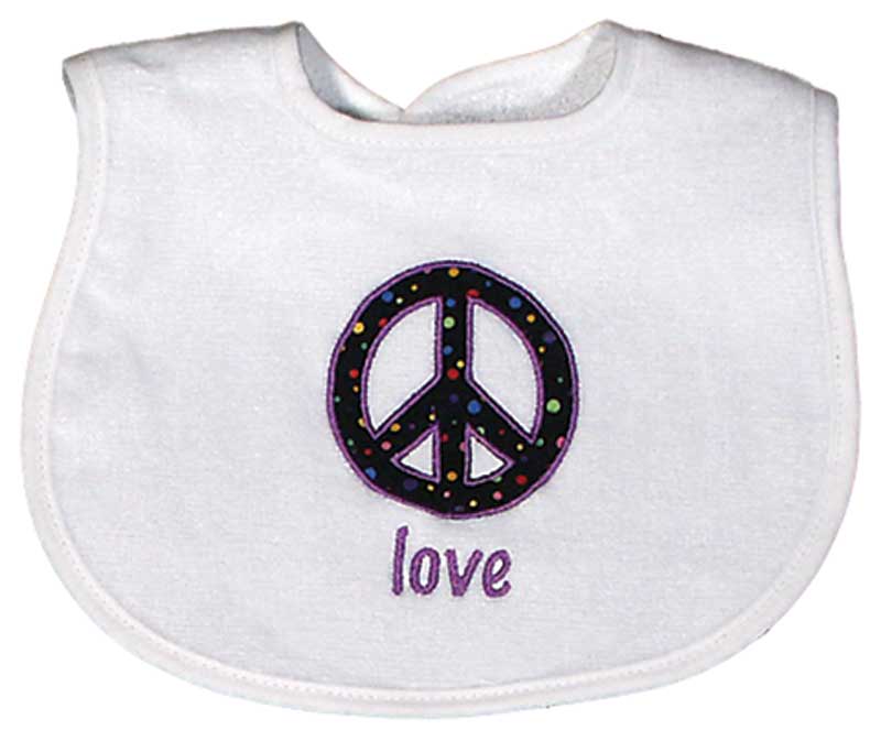 #A49035 "Peace, Hope, Love" Embroidered Bibs