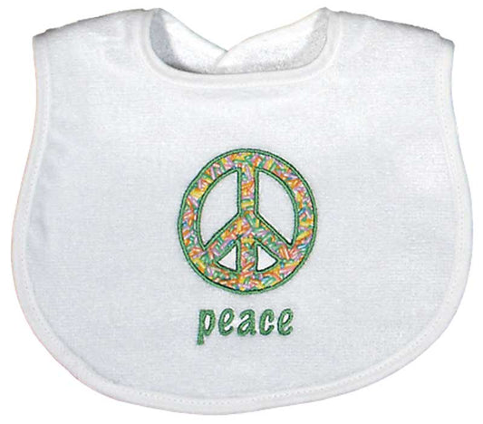 #A49035 "Peace, Hope, Love" Embroidered Bibs