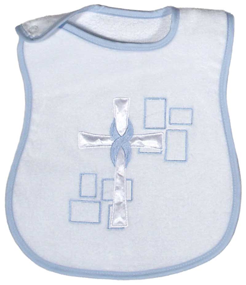 #A82135 Satin Cross Appliqued and Embroidered Bib